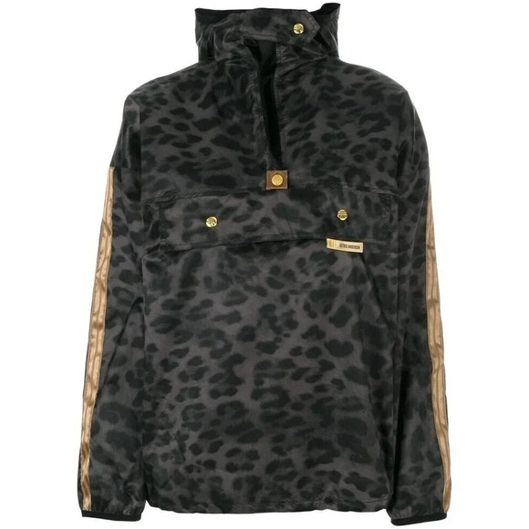 Astrid Andersen Green Leopard Print Hooded Pullover Rain Jacket Unisex Small - Picture 1 of 10